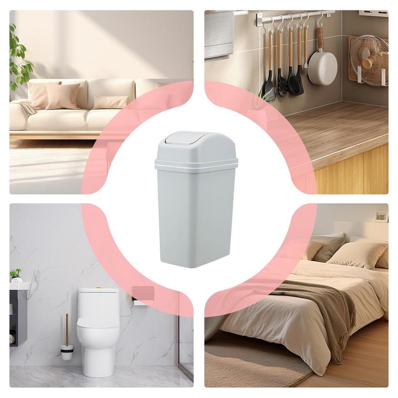 Swing Top Trash Can 10L Creative Trash Bin Tall Garbage Can Thickened Kitchen Waste Basket Leak-Proof Bathroom Garbage Bin