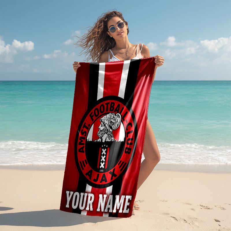 Personalized customized proof beach towel with AFC Ajax logo pattern - soft, absorbent,quick-drying,perfect