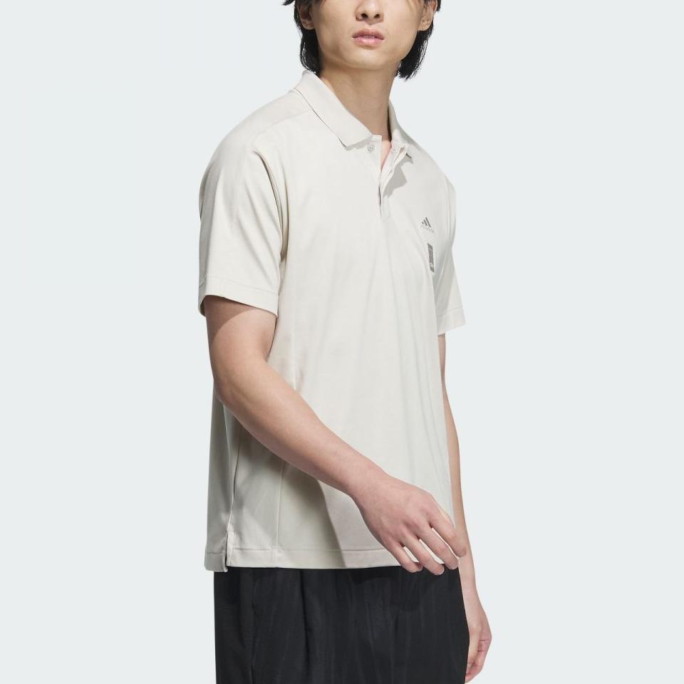 Adidas Solid Color Casual Training Short Sleeve Polo Shirt Men Tops Beige JE6666