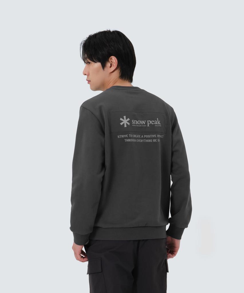 Snow Peak Woven Patch Sweatshirt and Size L GS-S25FMFHT24, Men's Women's Charcoal,