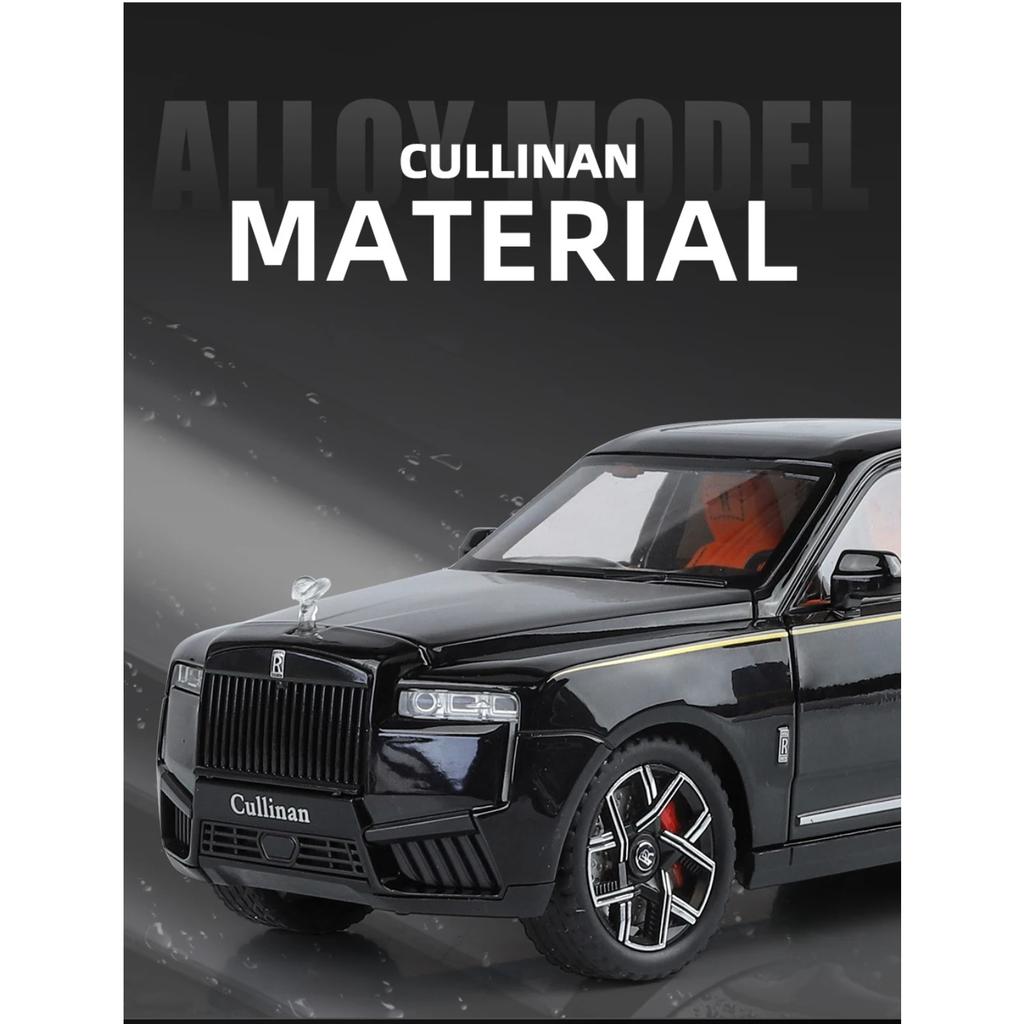 1/24 Rolls Royce Cullinan SUV Alloy Diecast Model Metal Vehicle Ornament Front Wheel Steering Pull Back Toy Trendy Gift for Boys