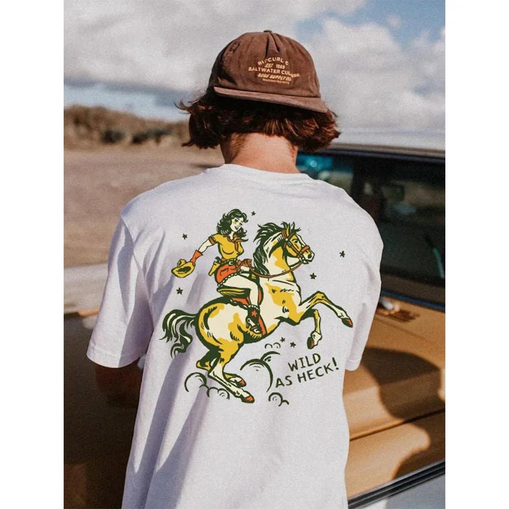 Men Cotton T-Shirt Short Sleeve Denim Graphic Apparel Harajuku Streetwear ONeck Tshirts Oversized Summer Men Tee Cowboy Clothing