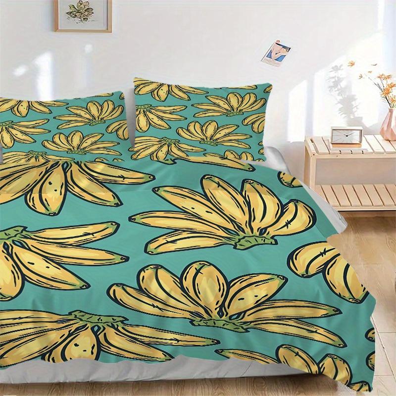 

3 шт. Комплект постельного белья с рисунком бананов, Дышащий и мягкий, Подходит для всех сезонов, Идеально подходит для домашнего использования, Подходит для декора спальни 21115 135x200cm
