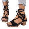 Fashion Strap-wrapped Women's High-heeled Sandals Leather Breathable Non-slip Summer New Open-toe Cross-tie Comfortable Thick Shoes