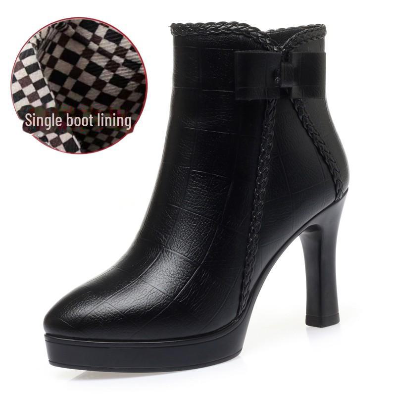 Autumn/Winter Women's Stiletto Ankle Boots - Pointed Toe, Small Heel, Plus Velvet