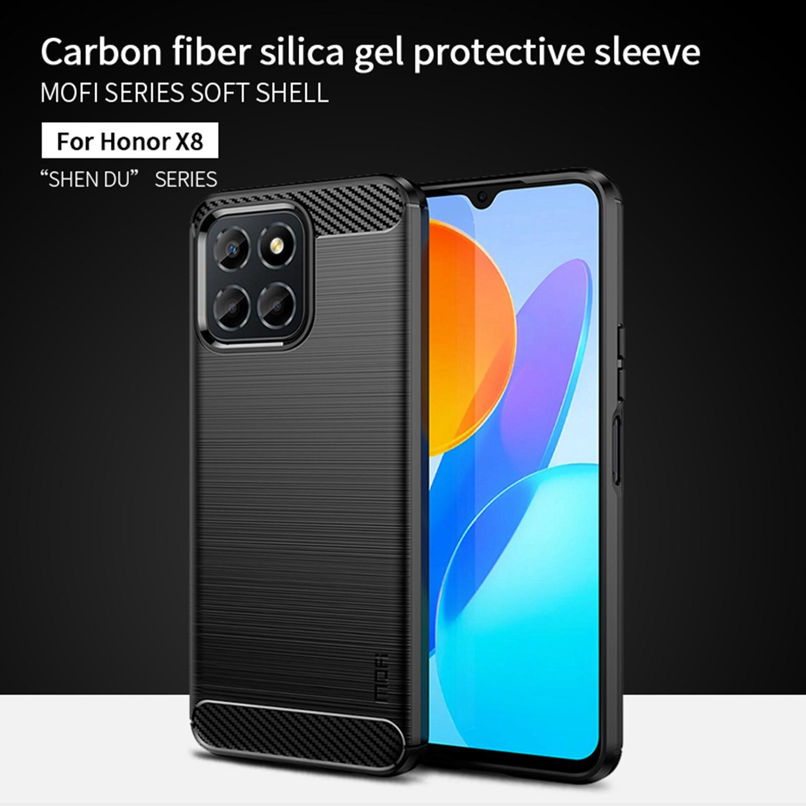 

MOFI JK TPU Series-1 for Honor X8 4G/X30i Anti-fingerprint Phone Case Carbon Fiber Texture Flexible TPU Brushed Protective Shell Black