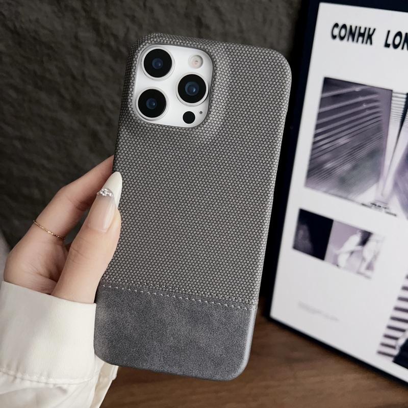 For iPhone 16 Pro Max 15 Pro 14 Plus 13 12 Shell Cover Luxury Splicing Leather Hard PC Shockproof Slim Phone Case