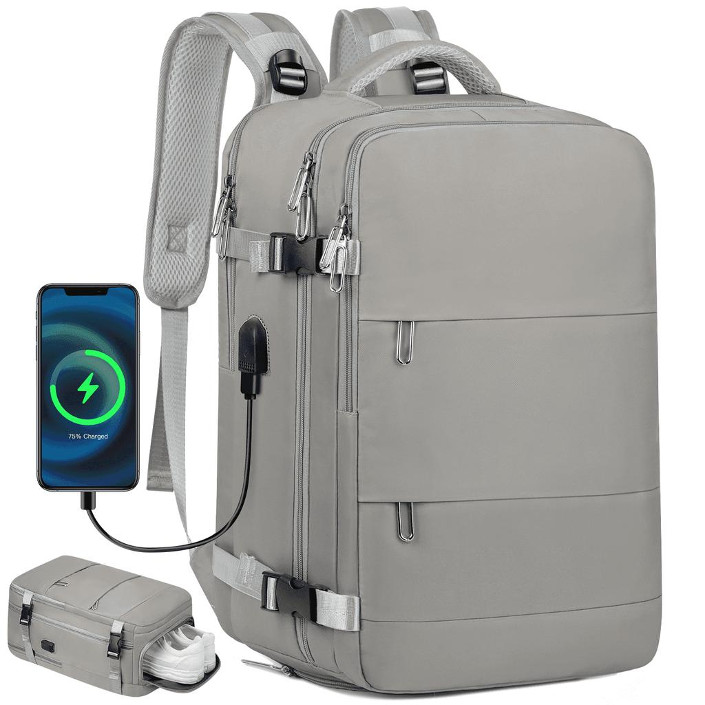 Travel Backpack for Women Men, Carry On Backpack with USB Charging Port & Shoe Pouch, Nurse Bag Daypack for Weekender Business Hiking
