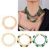 Stylish Geometric Multiple Layer Bead Necklace For Women Fashion Jewelry With Resin Accent Layer Designs For Daily Wear