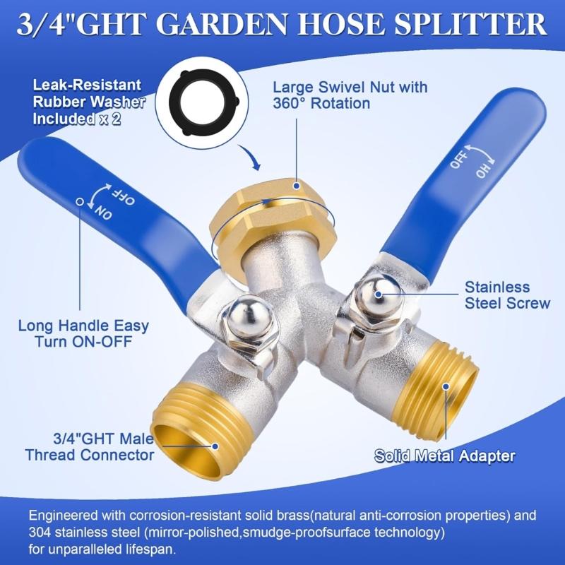 Water Splitter Fitting Garden Faucet Y Shape Watering Connector Hose Adapter For Outdoor Indoor Plumbing Applications