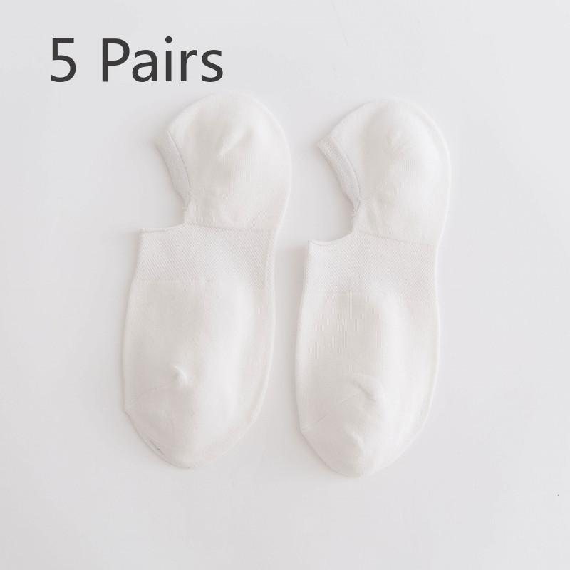 5 Pairs of Female Spring and Summer Thin Pure Color Cute Not To Drop with Shallow Mouth Invisible Socks