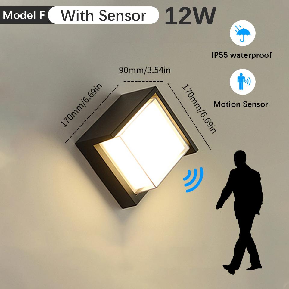 LED Wall Light Motion Sensor Indoor Outdoor AC85-265V ABS Waterproof Led Lights Home Appliance For Garden Living Room Decoration