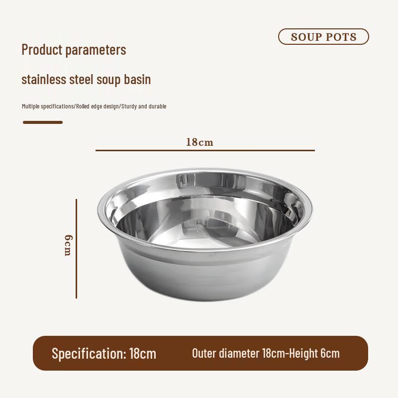 304 Stainless Steel Round Soup Bowls Set