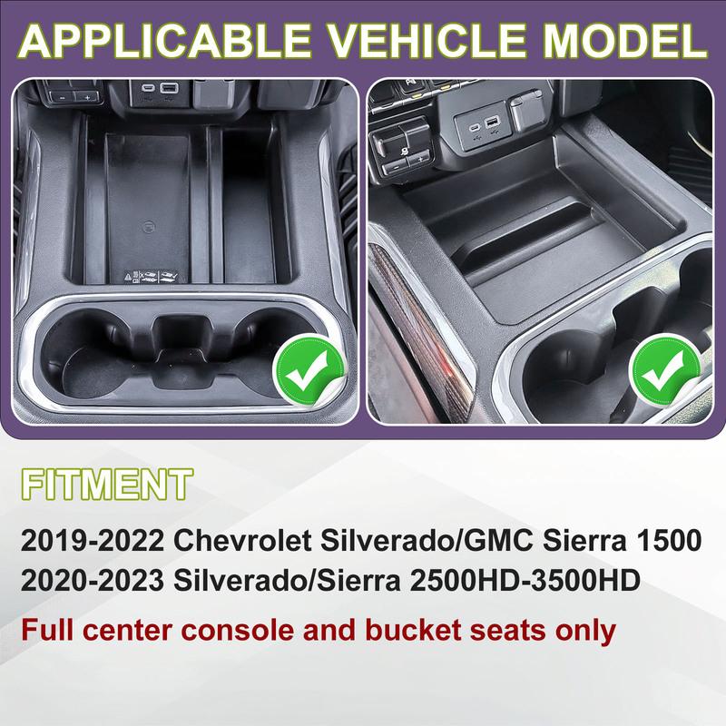 Middle Center Console Organizer Tray For - Chevy Silverado/GMC Sierra 1500 Full Console w/Bucket Seats Only Hidden Cover
