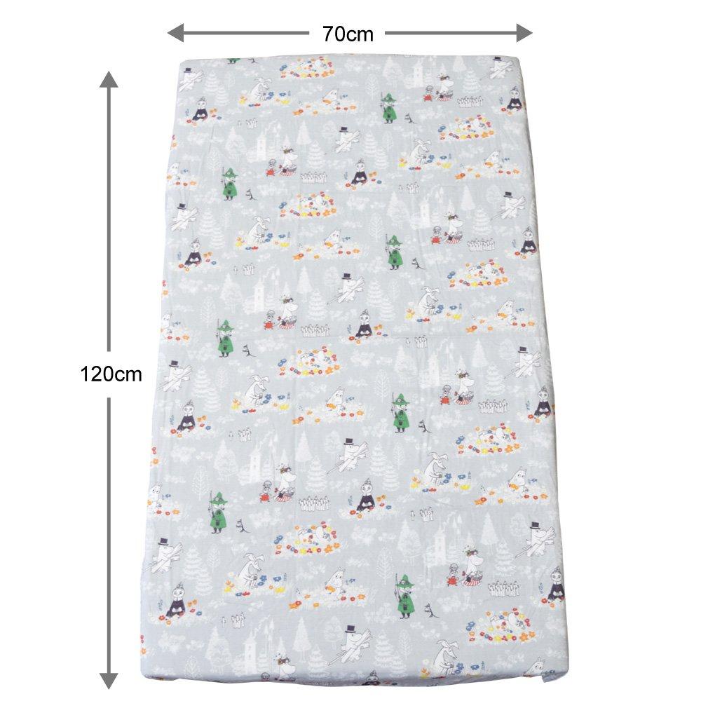 Moomin Double Gauze Fitted Sheet for Babies, Made in Japan, Double Gauze, Misty Gray (70x120cm)