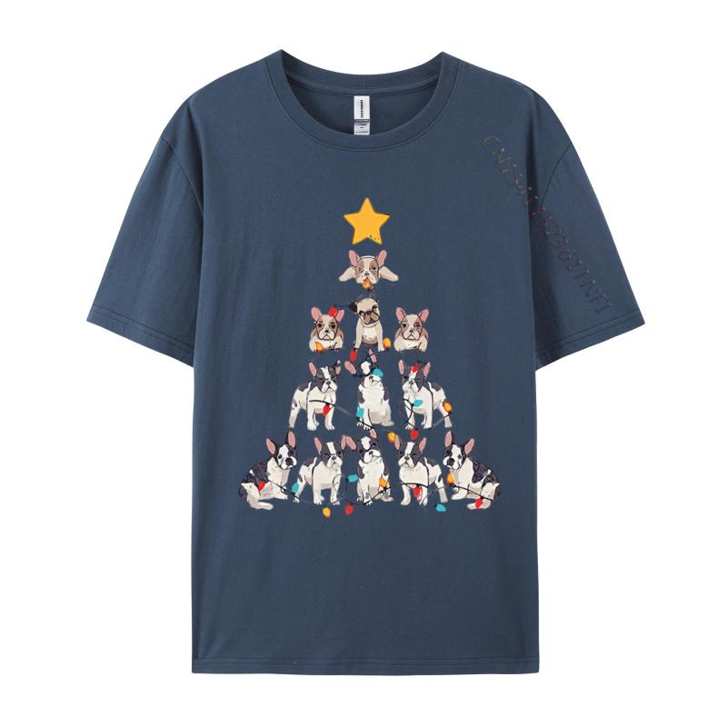 French Bulldog Christmas Tree French T Shirt Tops Shirts Prevailing Cotton Unique Style Unisexs Grahpic Tee Shirt