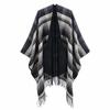 Scottish Classic Plaid Tassel Thick Warm Split Shawl Cape