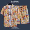 Men's Hawaiian Style Floral Summer Short Sleeve Shirt & Shorts Set
