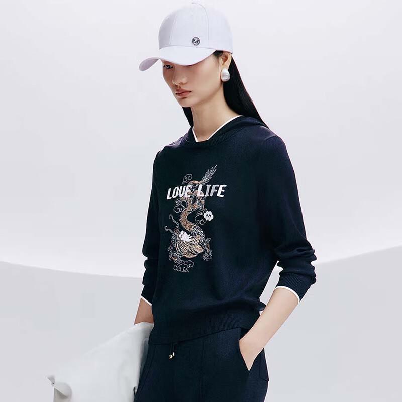 JESSIE Women's Embroidered Hooded Sweater