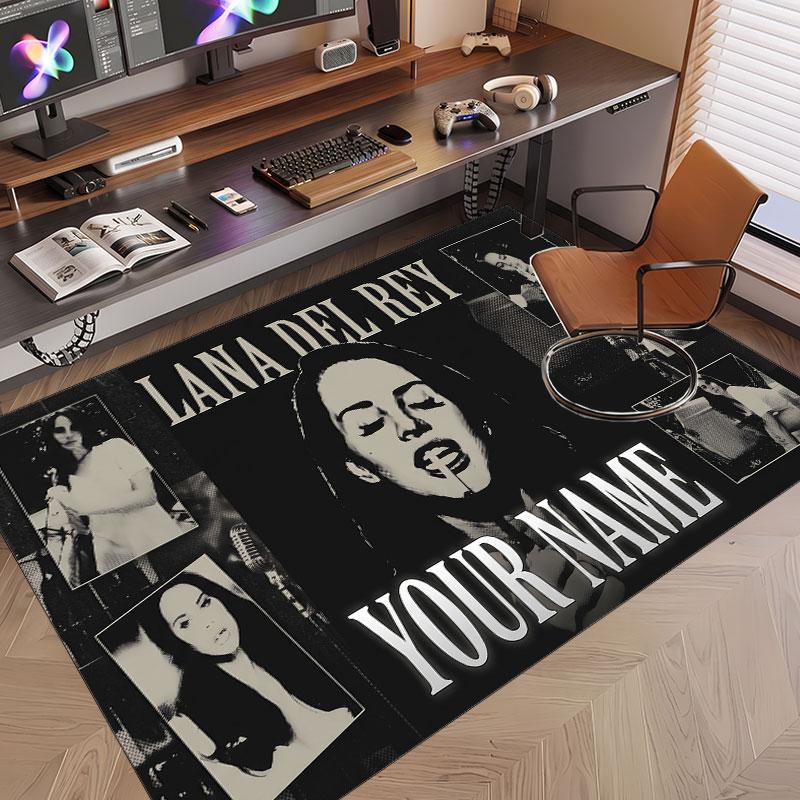 Custom Name Crystal Velvet Rug,Lana Del Rey Comfortable Anti Slip Floor Mat For Room Decoration