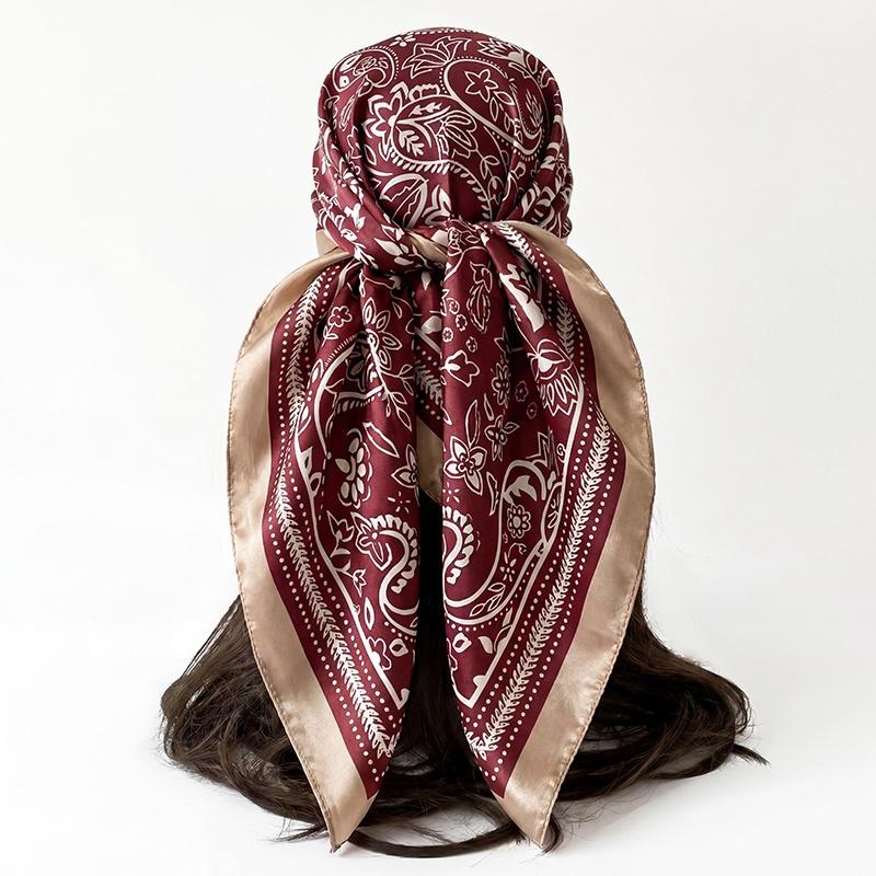Satin Scarf Fashion Hijab Square Turban Female Luxury Bandana Headscarf Handkerchief Neckerchief Windproof Shawl Wraps Headband