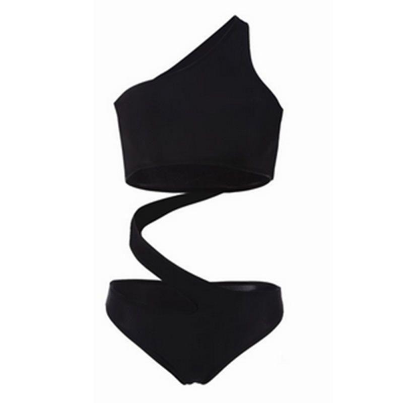 Elegant Sexy One Piece Women Hollow Swimsuit Bikini With Padded Swimwear Shoulder