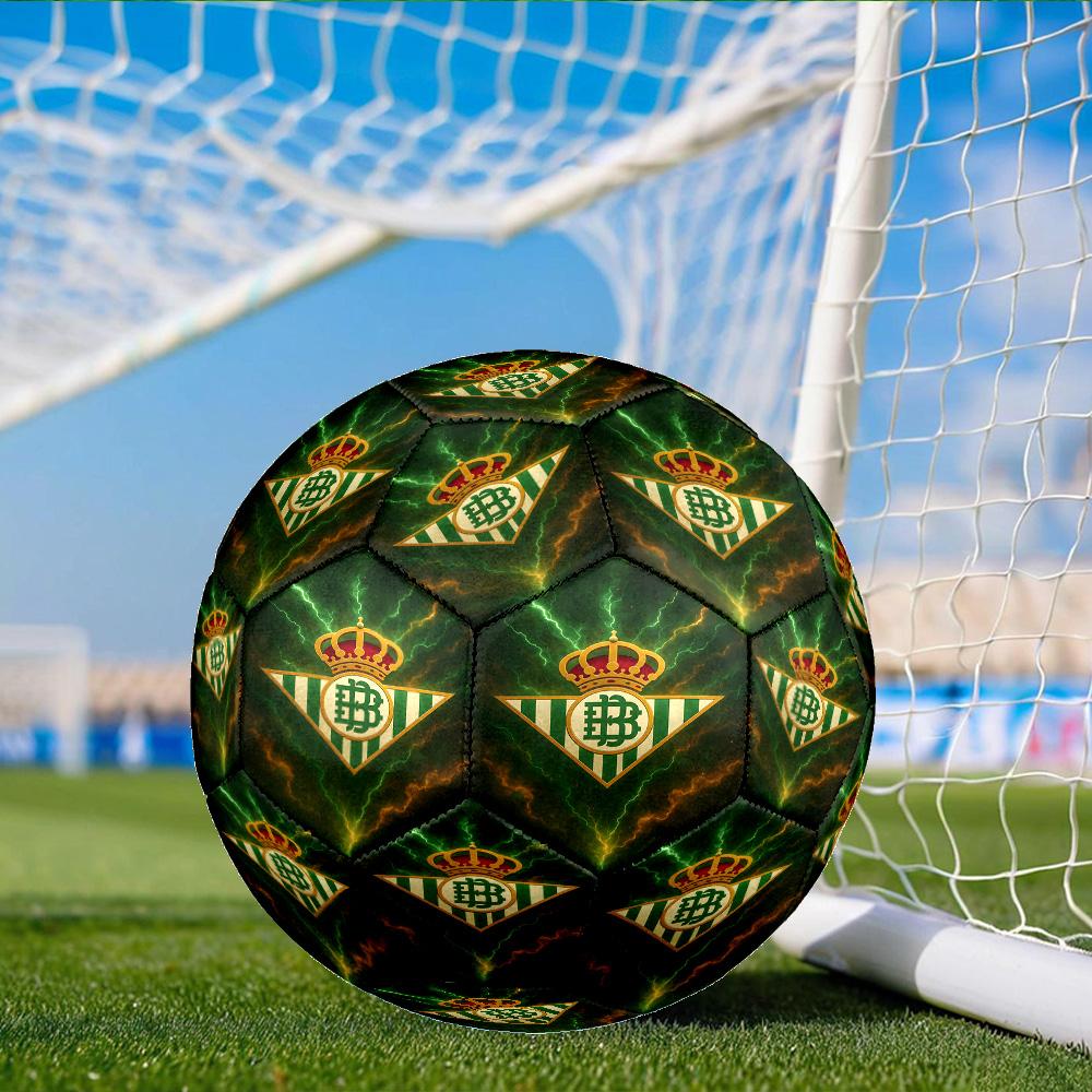 Real Betis Crest Lightning Soccer Ball Size 5 Soccer Ball, Machine-stitched, Soft and Comfortable, Suitable for Training and Matches Fan Gift
