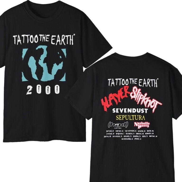 Retro Vintage 2000 Tattoo The Earth T-Shirt 2-Sided Unisex T-Shirt M