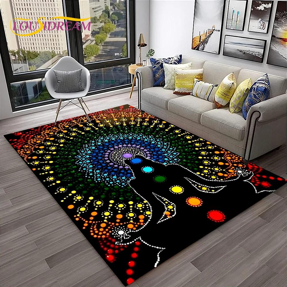 Naturalize Yoga Meditatie Regenboog 7 Chakra Zacht Tapijt Kleed voor Huis Woonkamer Slaapkamer Bank Deurmat Decor, Antislip Vloermat