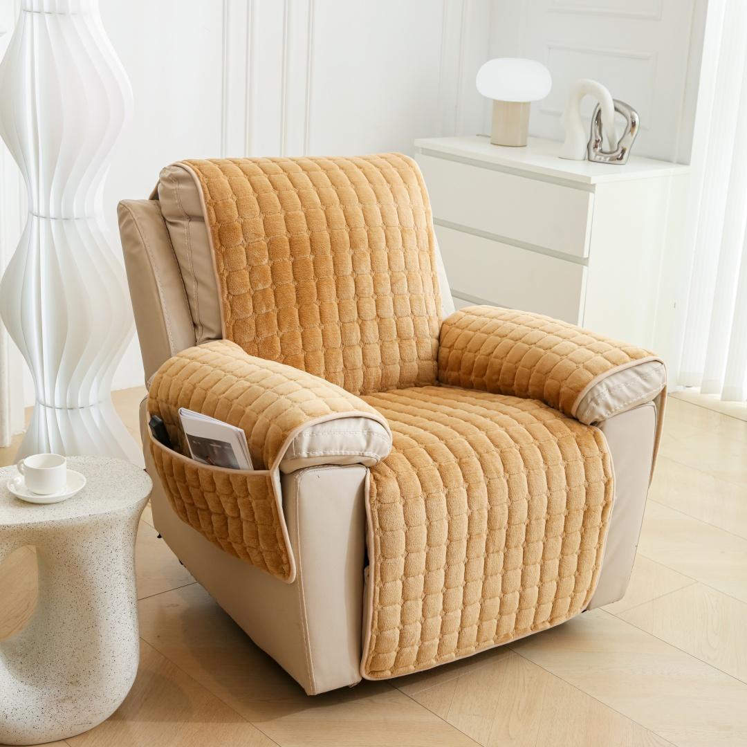 

Жаккардовый однотонный фланелевый стеганый чехол на подушку для дивана-реклайнера Chivas, Нескользящая подкладка, Утолщенный мягкий плюс Single Seater