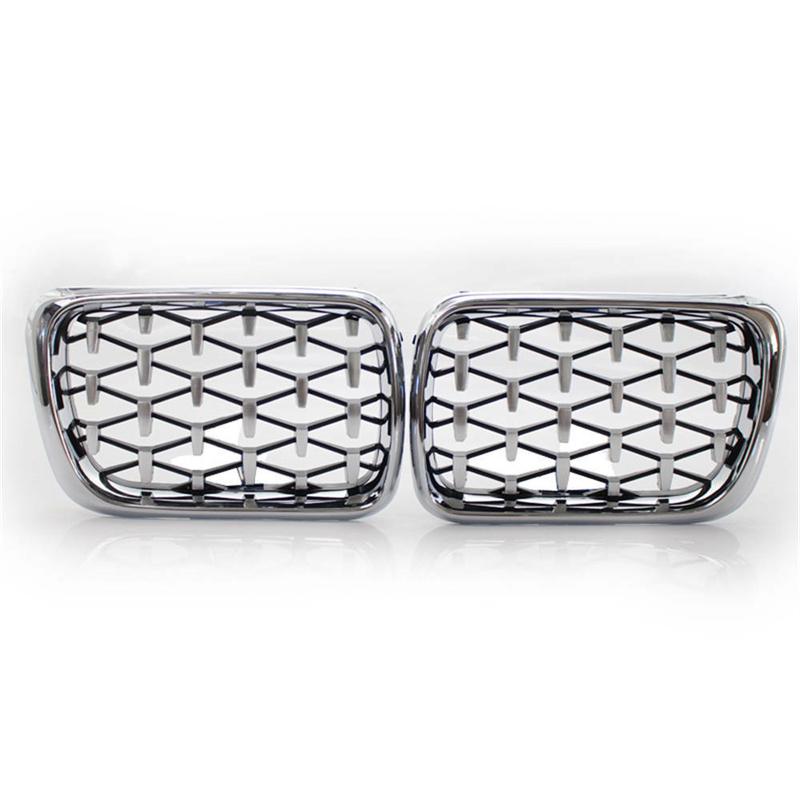 Do BMW E36 Seria 3 1997-1999 Grill Samochodowy Styl Diamentowy Przednia Nerka ABS Przednia Pokrywa Grill Srebrny 51138195152 51138195151 Części