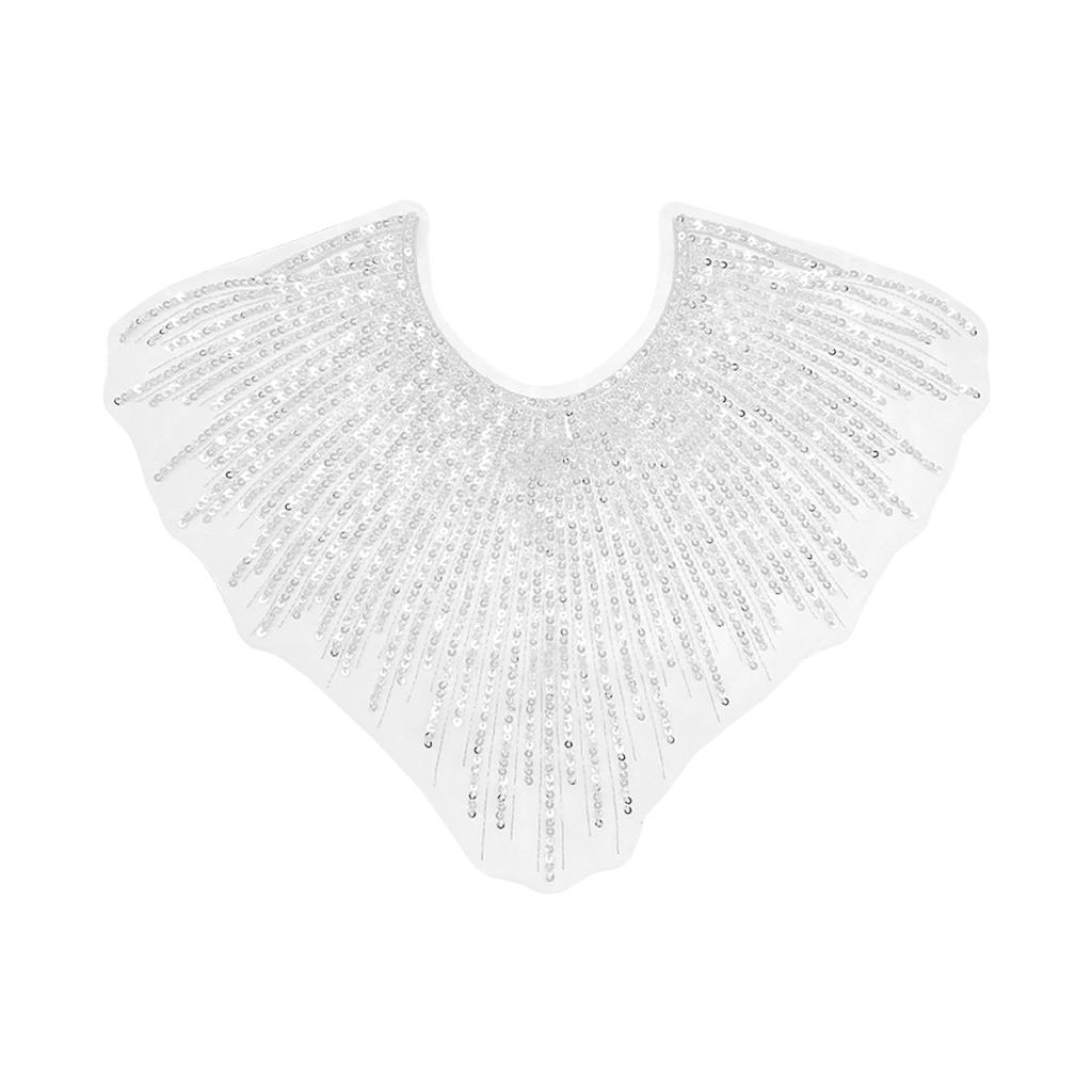 European And American Heavy Industry Mesh Sequined Collar Fake Collar Cloth Sticker Dress Performance Clothes Front Collar Clothing Shawl Cape
