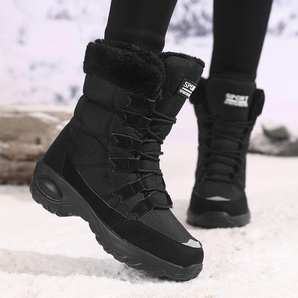 Dame Støvletter Vinter Hold Varm Kvalitet Midt-legg Snøstøvler Damer Snøring Komfortable Vanntette Ankelstøvletter Chaussures Femme