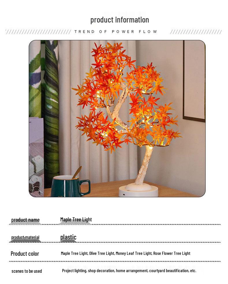 Thanksgiving LED Maple & Rose Flower Decorative Tree & Night String Lights