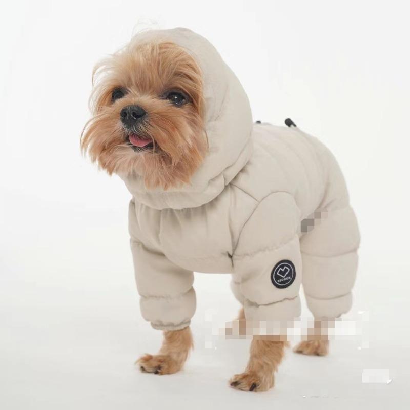 Teddy Poodle Small Dog Pet Dog Winter Clothes Four-legged Clothes Thickened Down Cotton Clothes Keep Warm and Cold