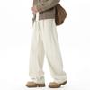 Dingfengbaoluo American Style Simple Curved Blade Pants Men Spring Loose Patchwork Solid Color Straight Casual Trousers