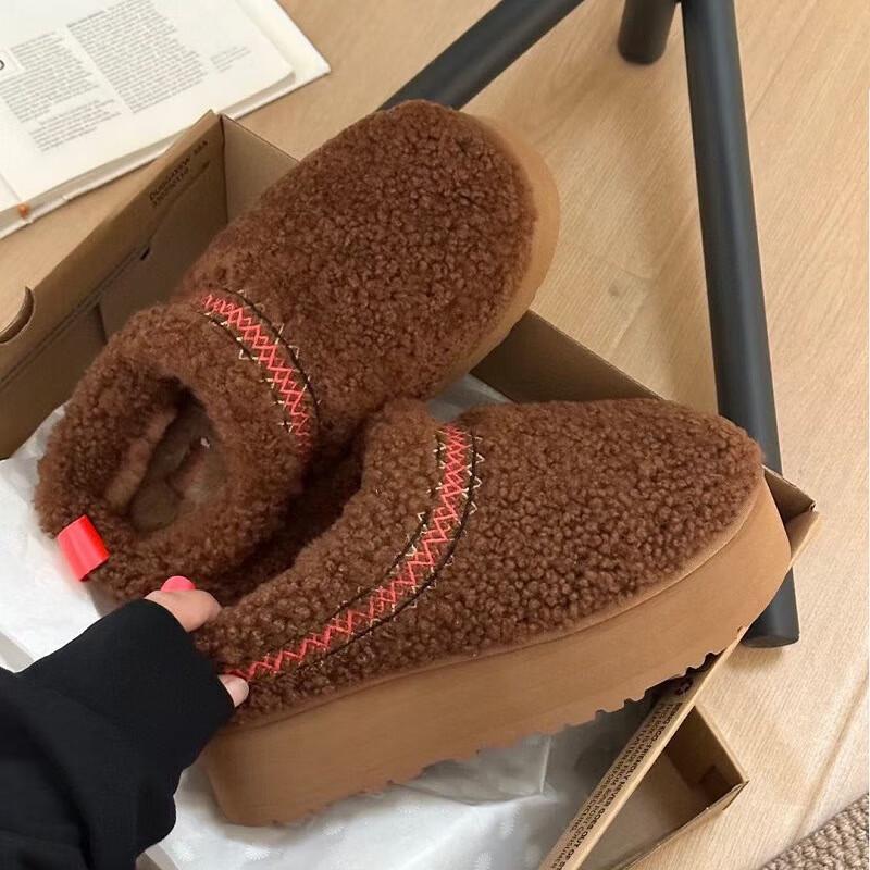 Buyilian Women s Fur-Lined Snow Boots 35