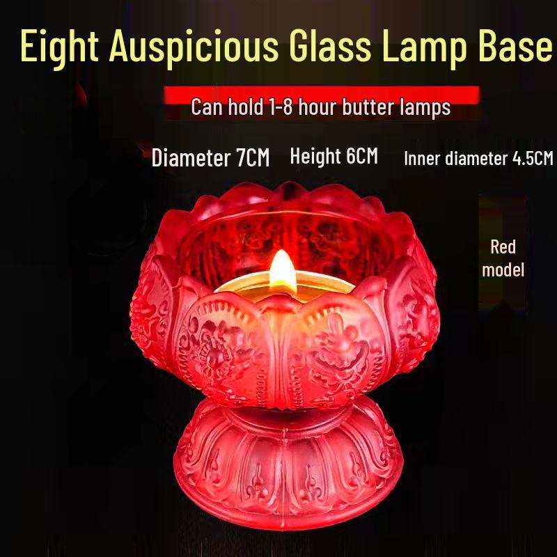 Colorful Lotus Crystal Glass Ghee Lamp Holder for Buddha Offering