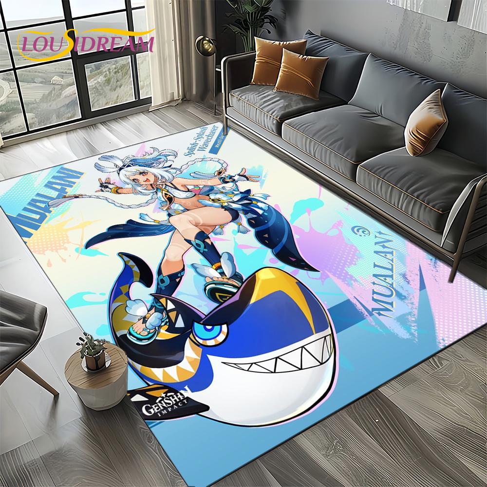 2025 New Cartoon Genshin Impact Character Solo Game Carpet Rug for Living Room Bedroom Home Sofa Decoration,Non-slip Floor Mat