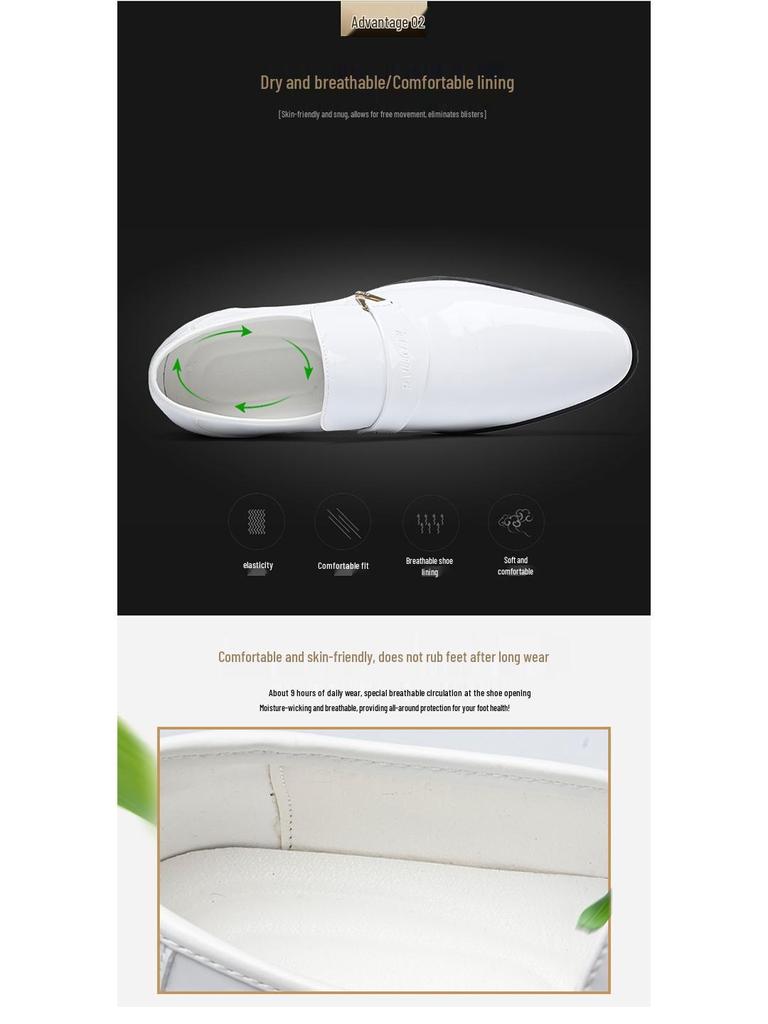 Herren Herbst 2023 Formelle Weiße Leder Slipper, Britischer Stil, Spitze Zehenpartie