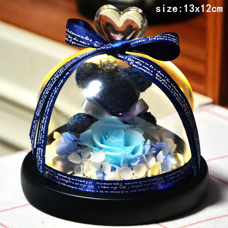 Valentines Day Gift for Girlfriend Eternal Rose LED Light Flower In Glass Cover Mothers Day Birthday Party Wedding Decoration