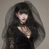 Halloween Gothic Bride Black Veil Headpiece - Lace Dark Wedding Accessory for Adult Costume