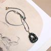 Hand-Woven Hetian Jade Pendant with Adjustable Beaded Lanyard in Chinese Style