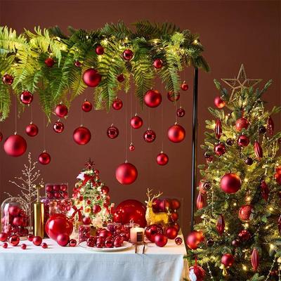 6/12Pcs 3-10Cm Christmas Decorations Red Electroplated Plastic Christmas Balls Christmas Tree Ornaments