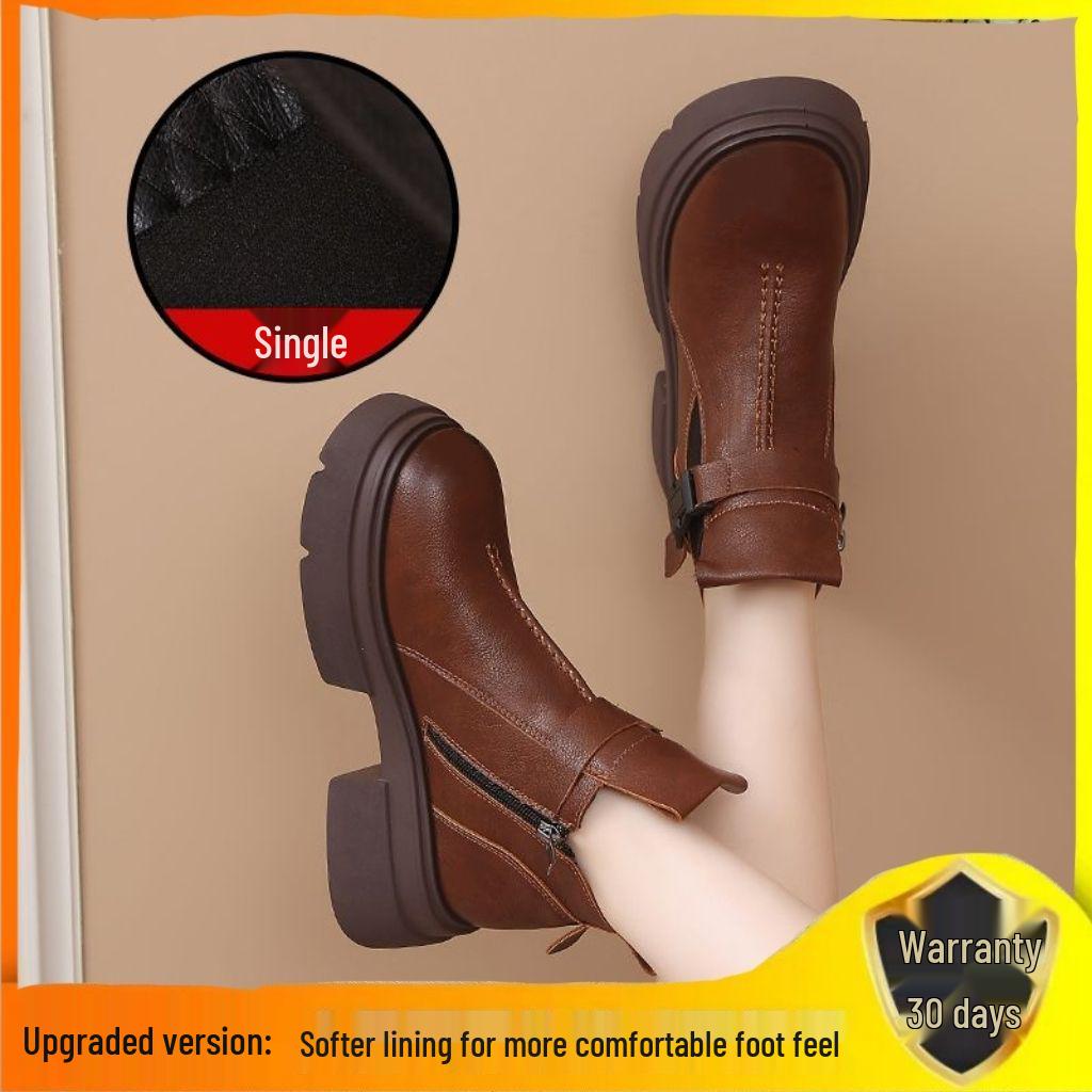 Dámské 2025 Britské Chelsea boty na silné podrážce - Podzim/Zima Retro Kulatá špička Kotníkové boty