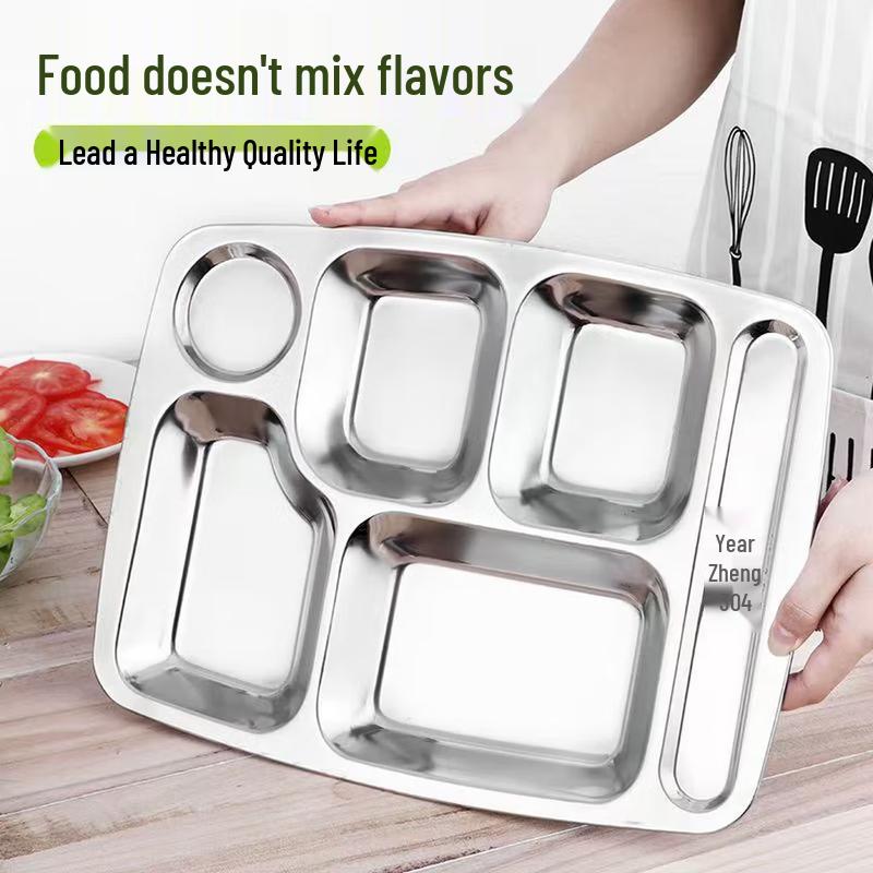 Shengjia Thickened 304 Stainless Steel 6-Compartment Meal Plate