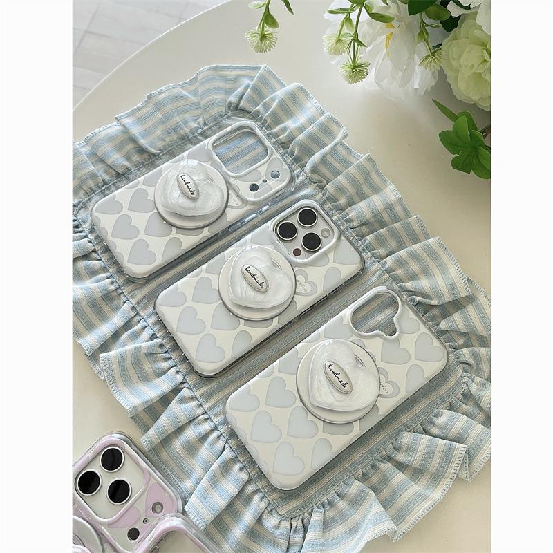 Korean Style Electroplated Heart Magnetic Phone Case for iPhone 17/16 Pro Max/15/14