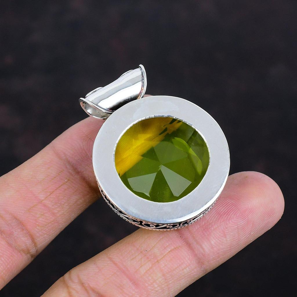 Faceted Lemon Topaz Pendant Genuine Gemstone Pendant Wonderful Vintage Pendant 925 Sterling Silver Pendant Handmade Jewelry Gifts for Women