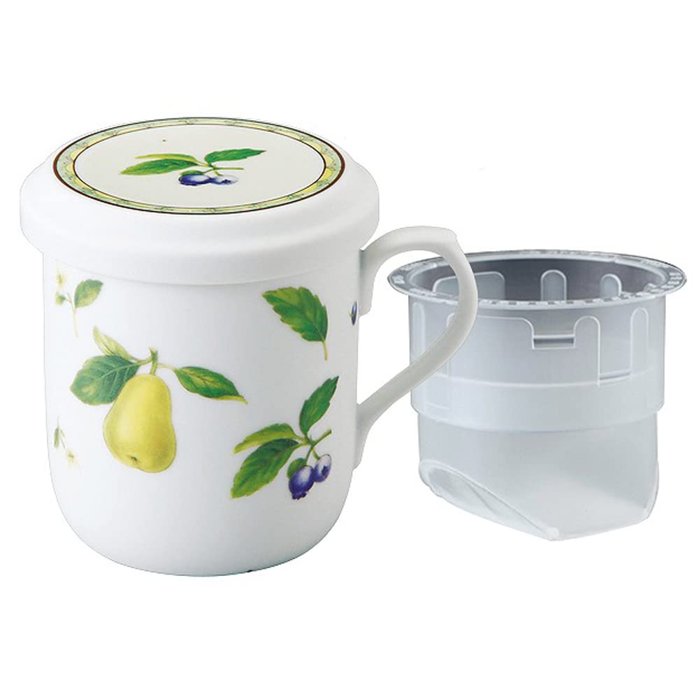 NARUMI Fruit and Pear with Lid and Tea Perfect Day Microwave Made In Gift Mug, 290cc, Design, Strainer, Mother's Gift, Safe, Japan, Boxed, 40978-32930