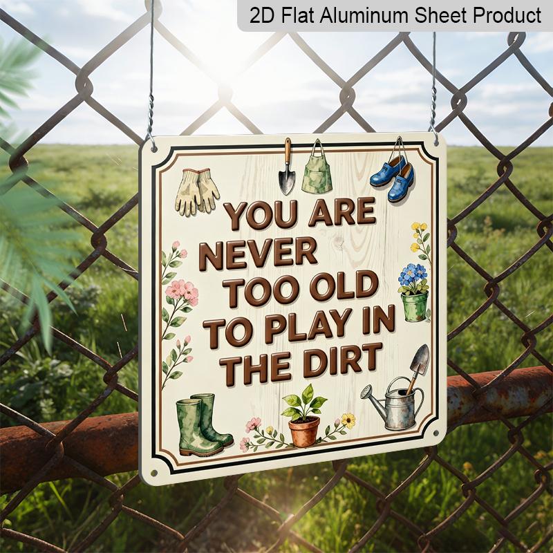 2D Flat - 1pc, Vintage Metal Aluminum Decorative Sign, Gardening Positive Lifestyle Slogan, Retro Wall Decor, Home Decoration Suitable for Garden